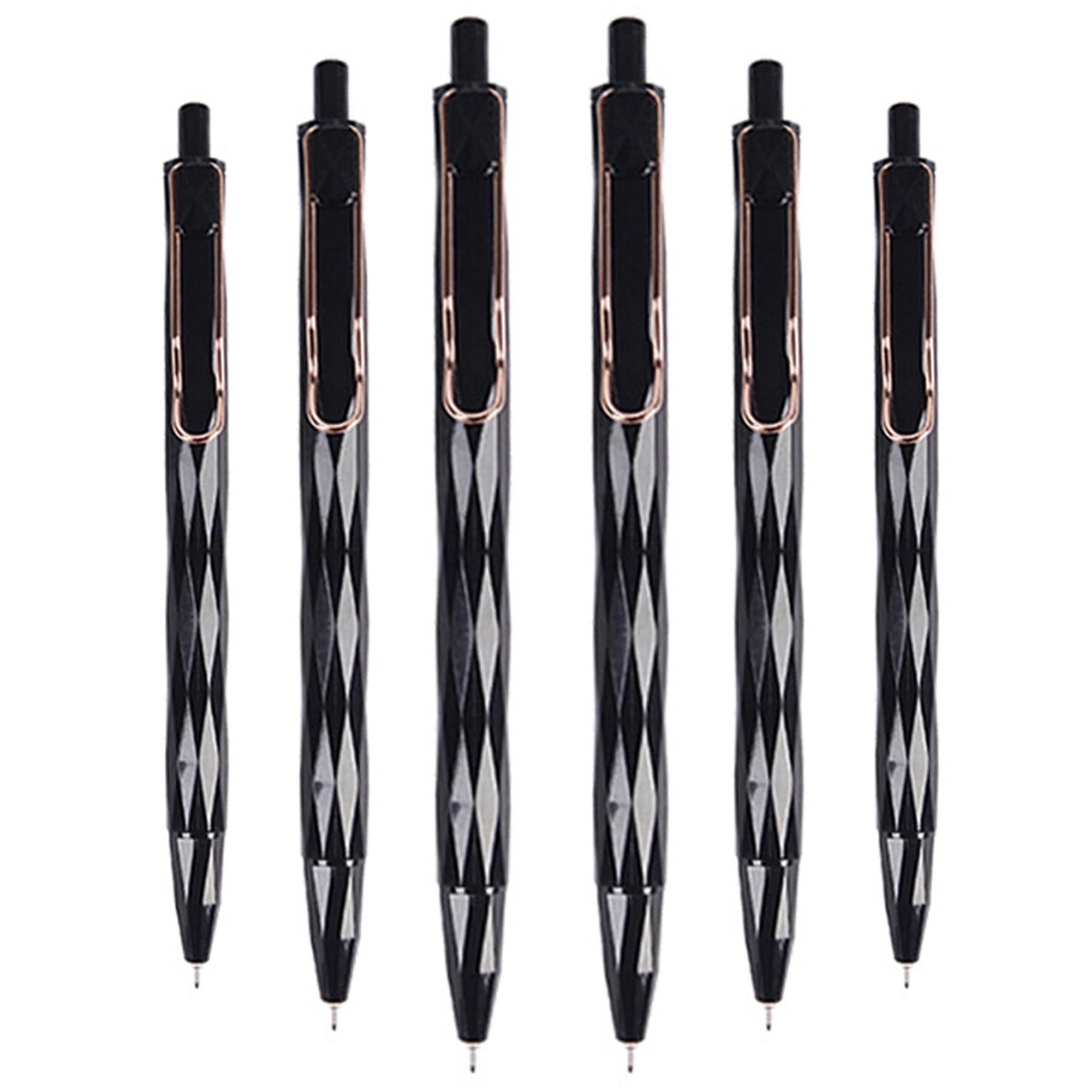 DunBongRetractable Gel Pens, 0.5mm Porous Fine Point Pen, Quick Drying, Writing Drawing, Black ink gel pens, Box of 6 Pens (Black Packs of 6)