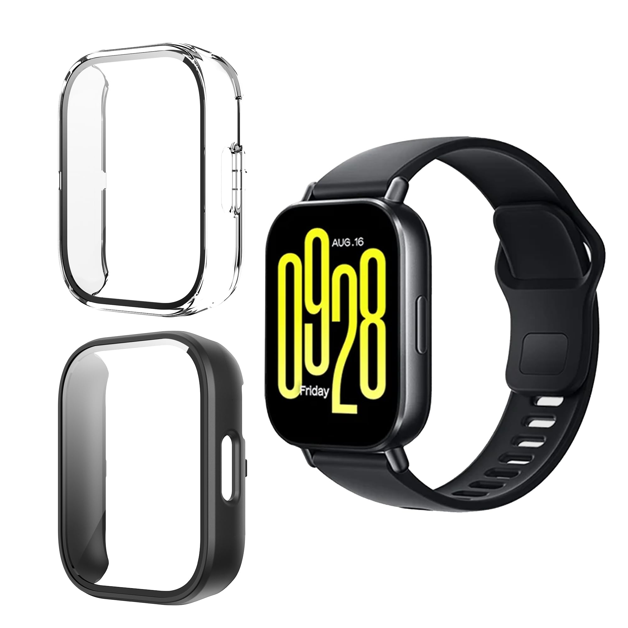 Coque + Verre Trempé Pour Amazfit Active 2 - Protection Complète - Noir/Transparent