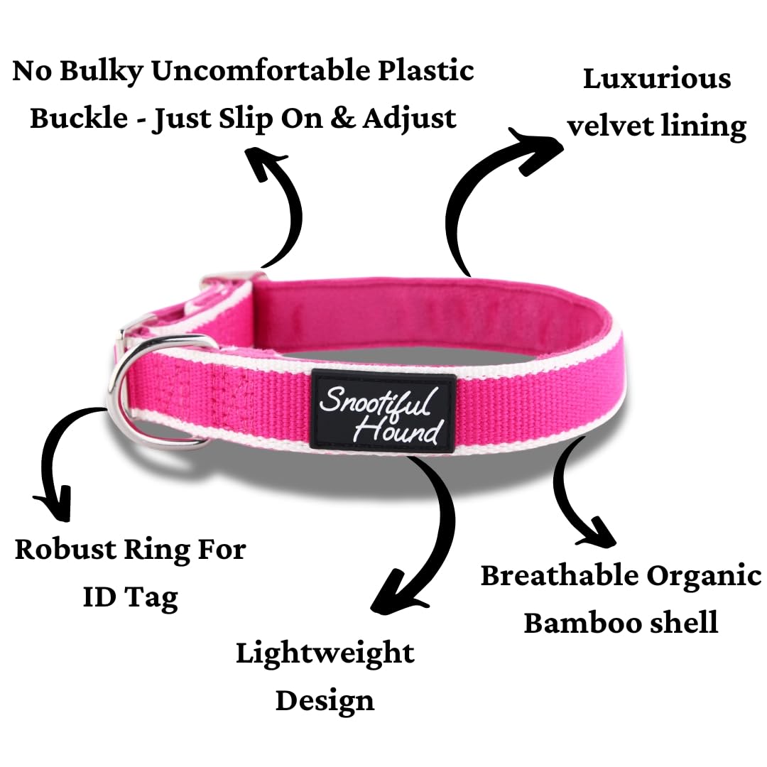 Snootiful Hound Buckleless Dog House Collar, Organic Bamboo & Soft Velvet Lining, Greyhound/Whippet House Collar - Image 2