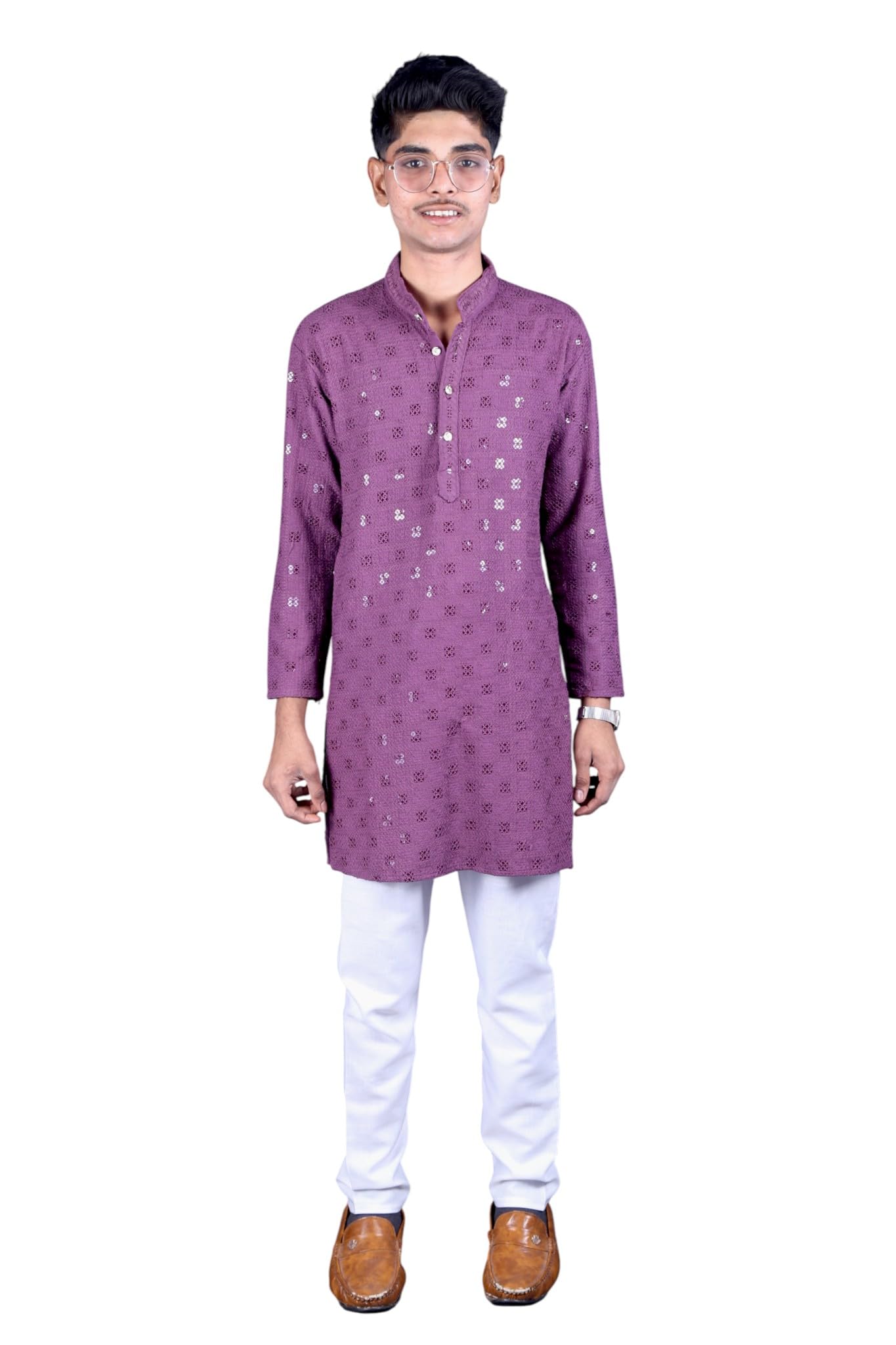 Mens Light-Purple Kurta