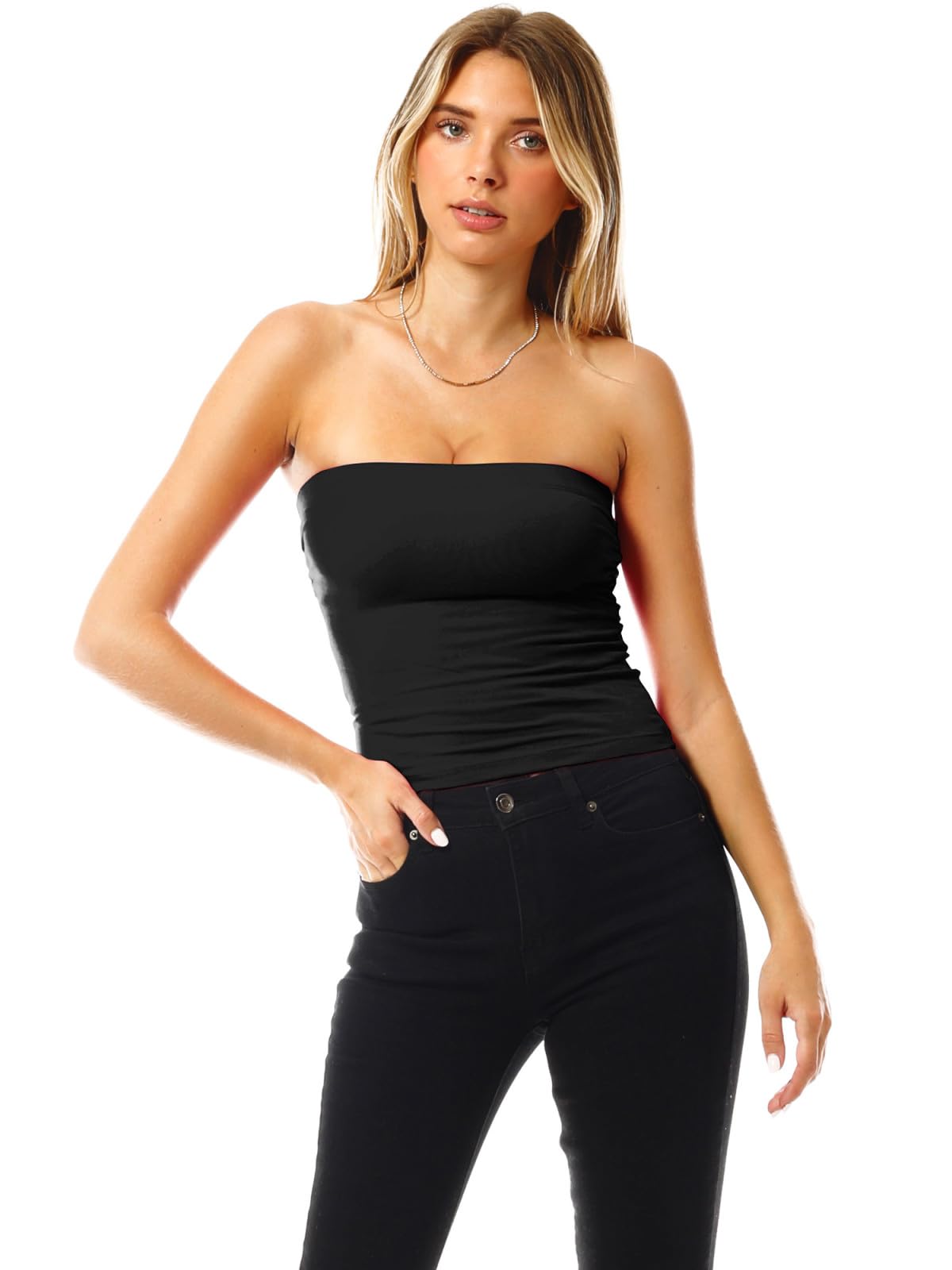 MixMatchy Damski top swobodny, letni, marszczony po bokach, dwuwarstwowy top typu tuba z wbudowanym biustonoszem, 3 sztuki, M