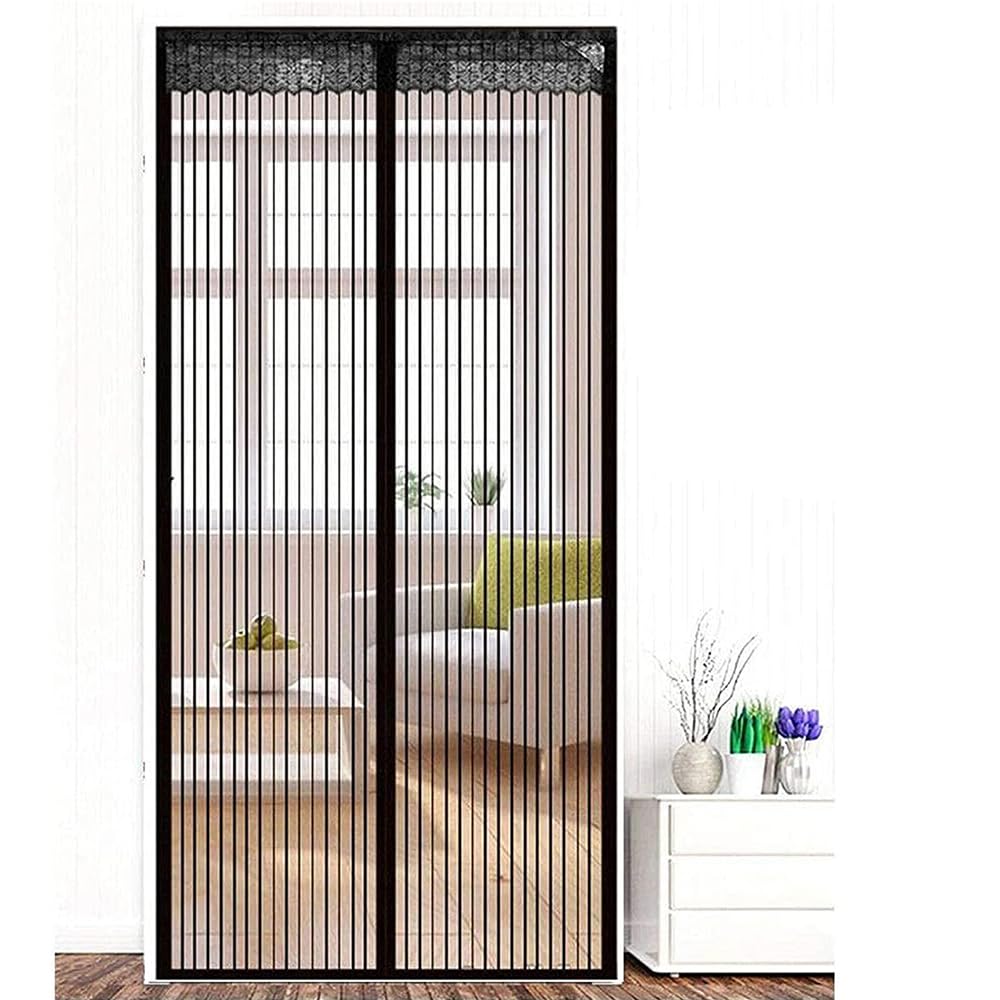 Magnetic Insect Door Net Screen Door Bug Keep Insects Out Mosquito Fly Insect Mesh Guard 2 Colour 20 Sizes 8 Day Delivered Easy to Use for Balcony Sliding Doors Living Room(Black,90x210cm)