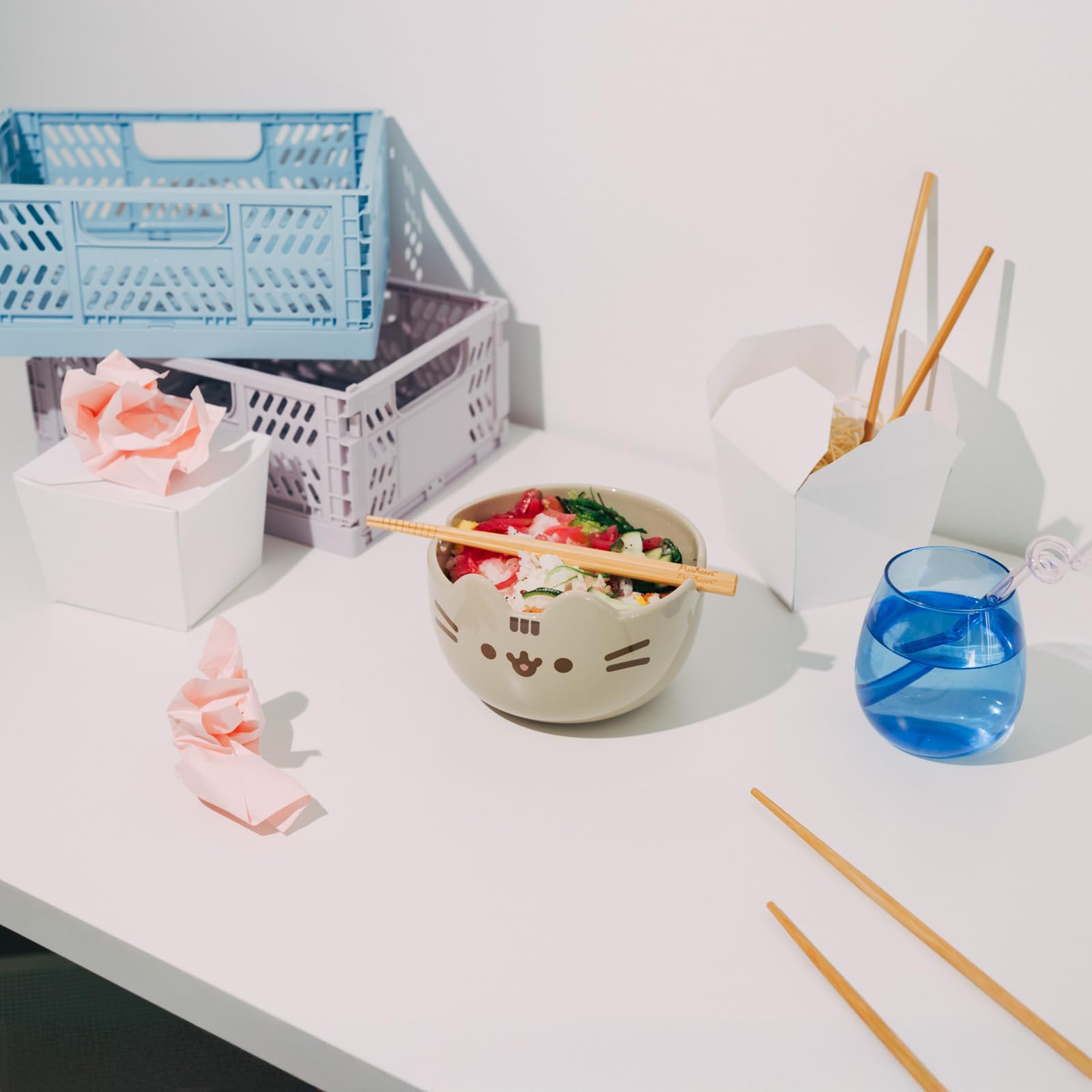 Grupo Erik Ciotola Ramen Gatto Pusheen - Ramen Bowl 900 ml, Ciotole Cucina Giapponese con Bacchette, Adatta per Lavastoviglie e Microonde | Insalatiera Regalo Pusheen Cat