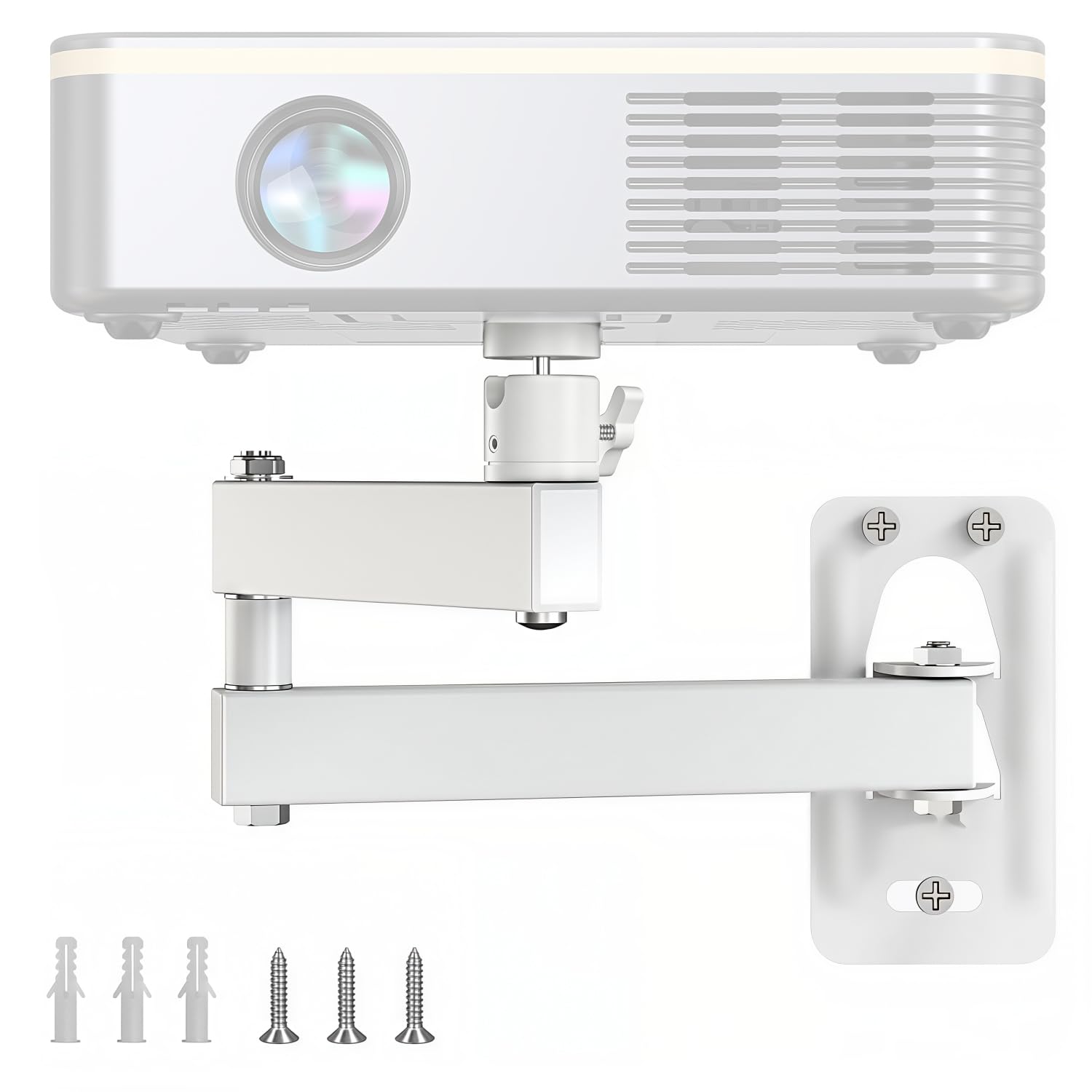 ZORBES Projector Wall Mount Stand, Foldable Tilt Swivel 360°, Up to 6.6 lbs