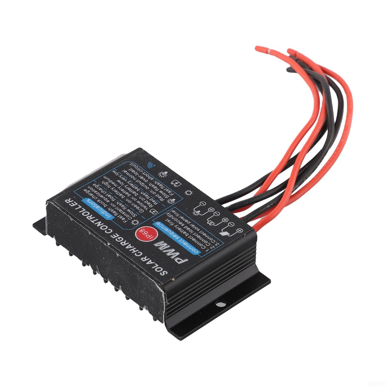 HpLive Solarer Laderegler 20A IP68 Wasserdicht für PWM 12V/24V 24-Stunden-Lastentladung Solarladeregler für Alternative Energiesysteme