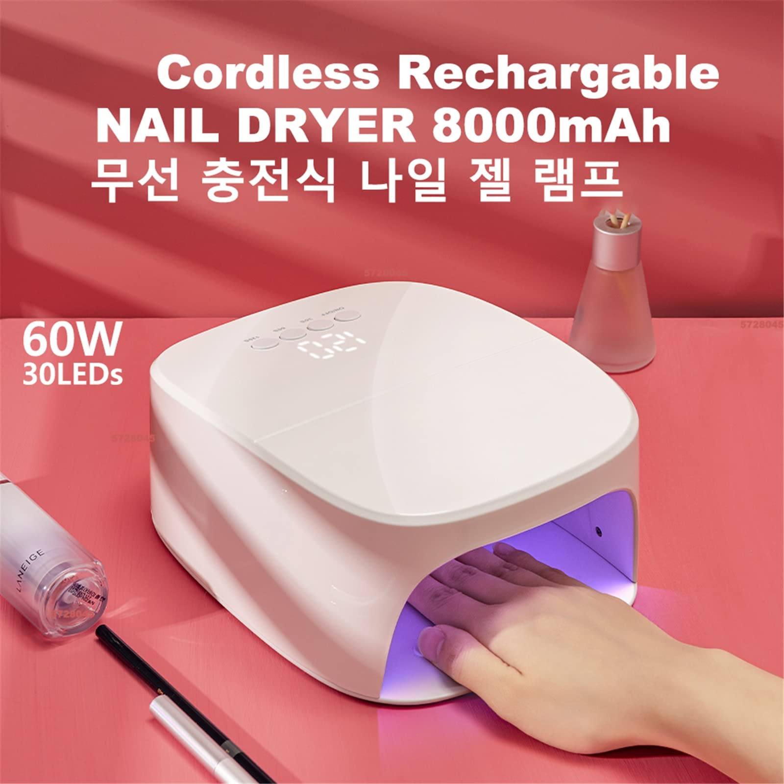 ZYC Lampada per Unghie a LED Senza Fili UV 60W Ricaricabile 8000mAH Lampada Gel Senza Fili Lampada per Unghie Smalto per Unghie Lampada arricciacapelli per Tutti Gli smalti per Unghie in Gel