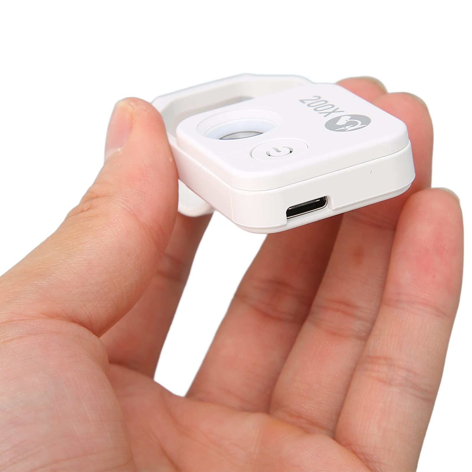 Microscopio para Teléfono 200X, Mini Microscopio de Bolsillo con Lente CPL Y Clip Universal para Microscopio para Teléfono, Microscopio Zoom HD para Tabletas(Blanco)