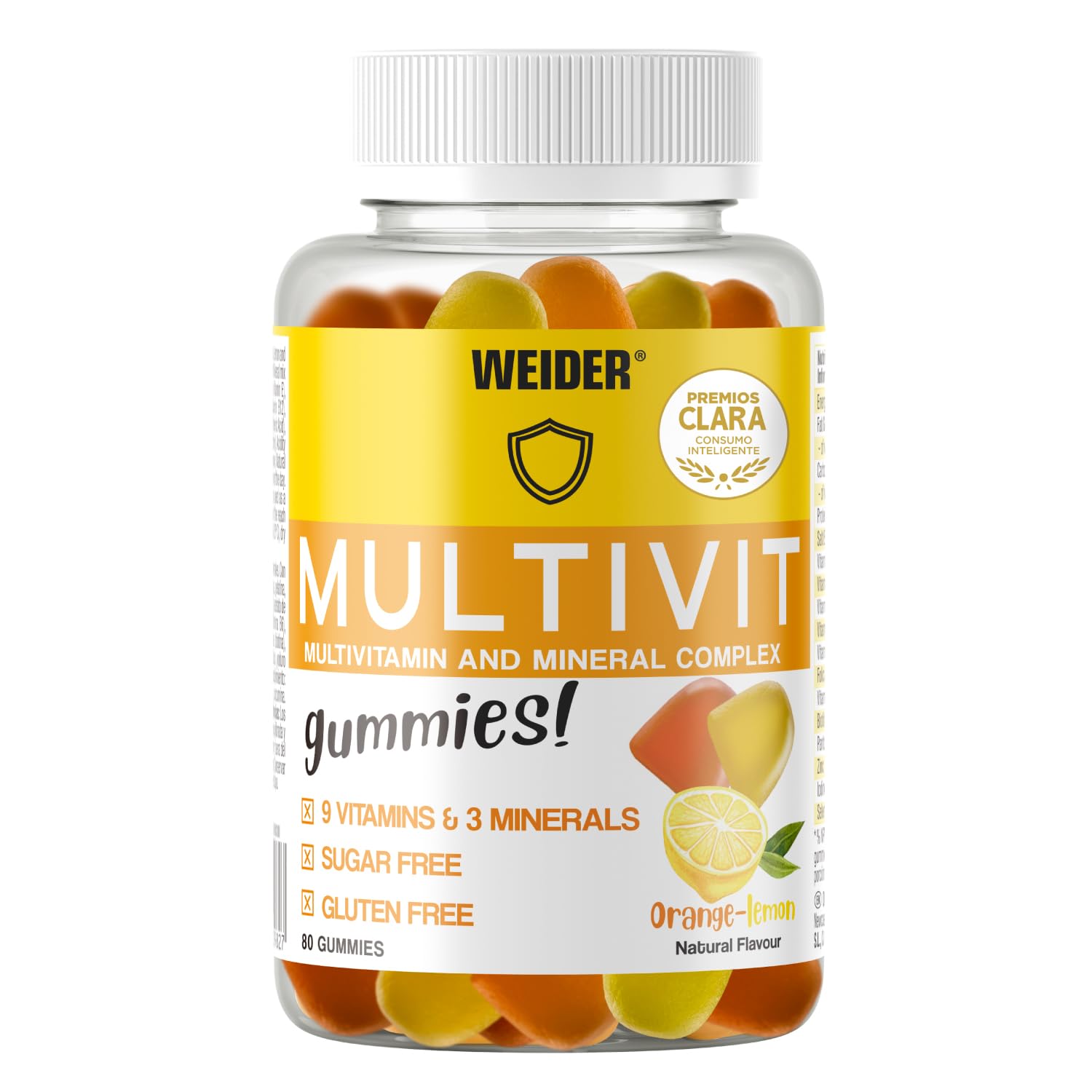 Weider Multivit Gummies (80 Gummies) Orange-Lemon, Gluten-Free, Sugar-Free