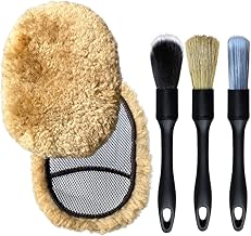 Garacoat Car Wash Sponge Shearling Glove 100% Natural Wool Detail Brush [Set of 5]
