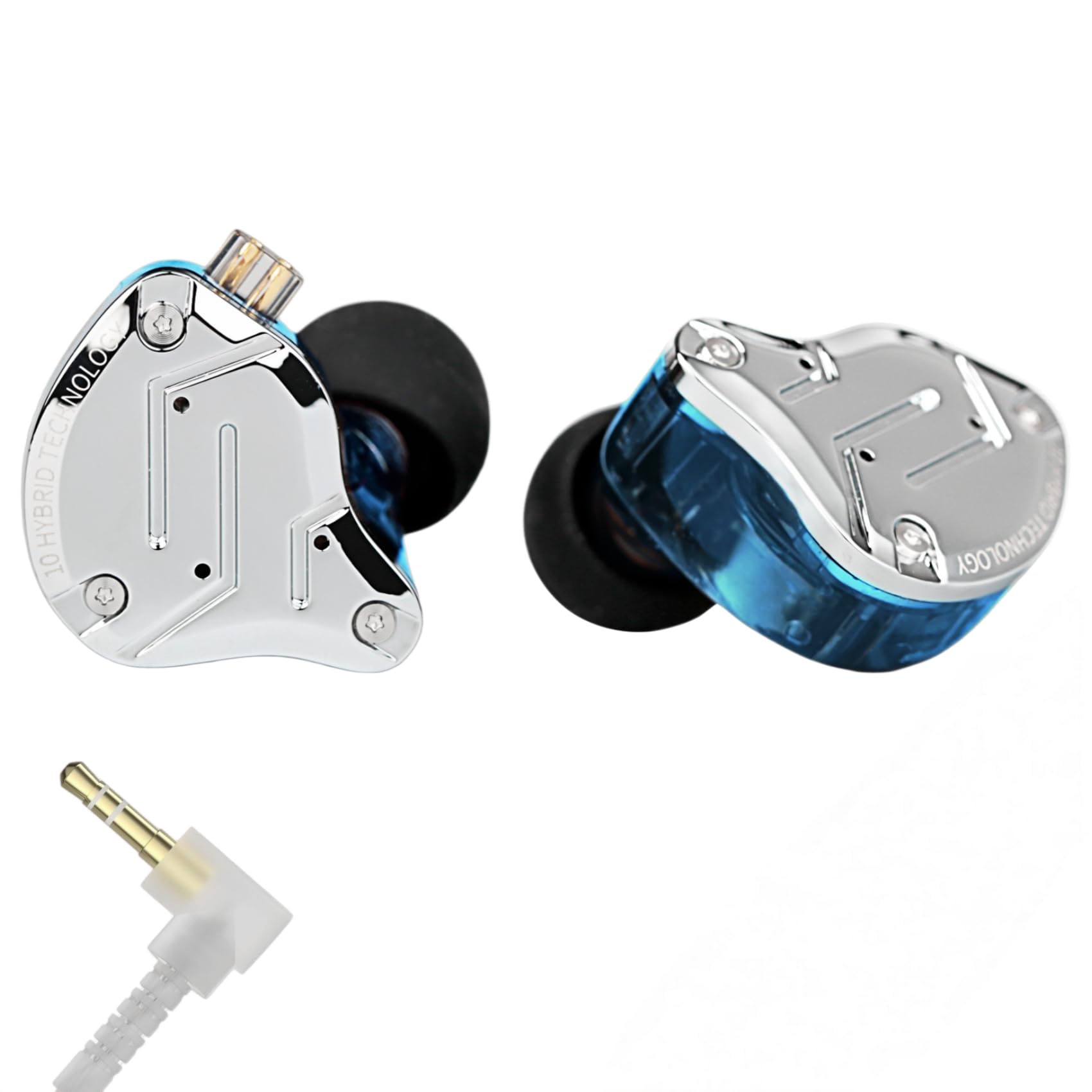 Yinyoo KZ ZS10 Pro - Auriculares intraurales HiFi con Aislamiento de Ruido en el oído, Auriculares de Metal de Alta fidelidad con Controladores 1DD 4BA (Azul sin micrófono)