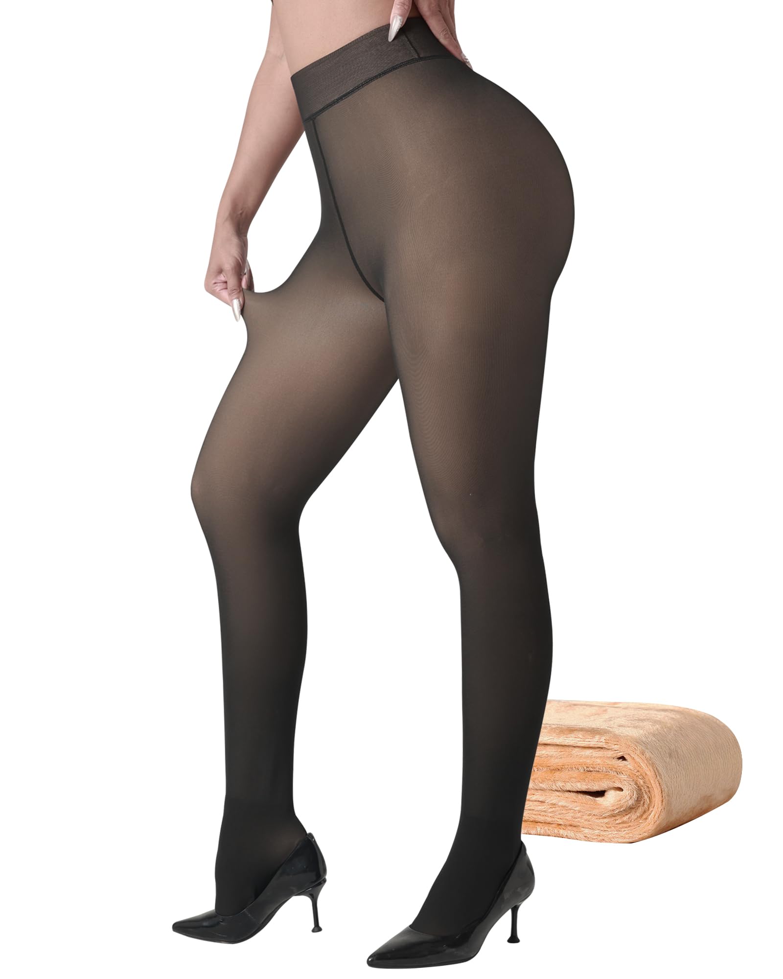 ATHVOTAR Fleece Lined Winter Tights Women - Thermal Warm Opaque Pantyhose Thick Sheer Leggings