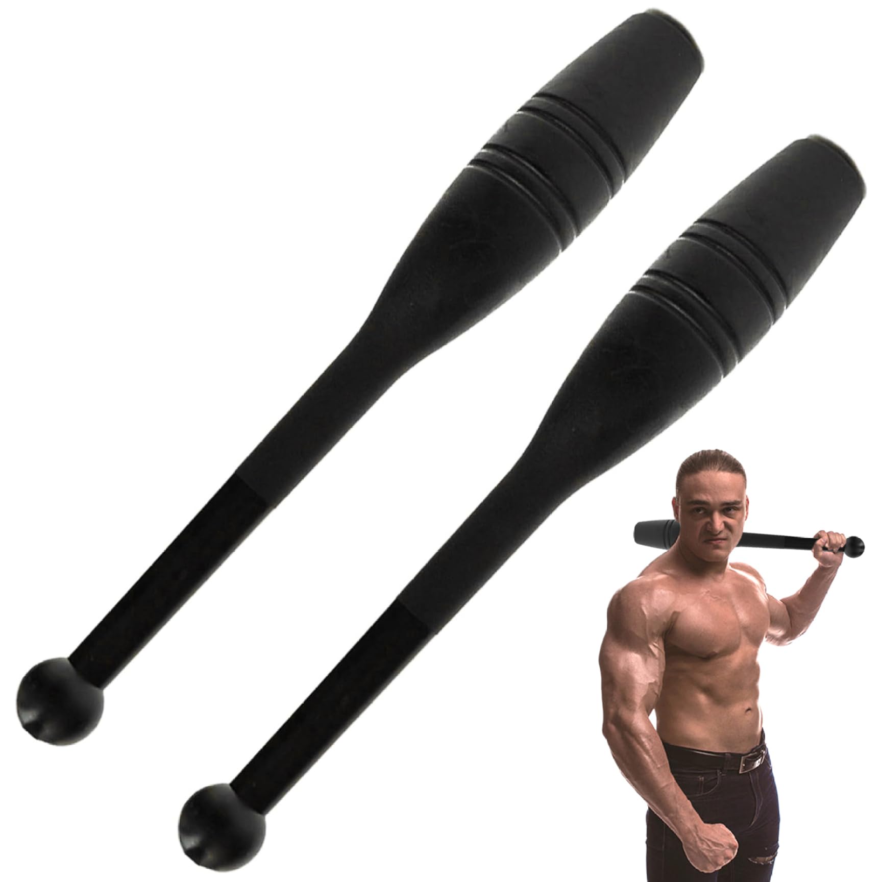 SWEETBIUTI Indian Clubs 2LB Macebell Heavy Duty Plastic Macebell Reusable Weighted Workout Bar for Strength Training Rehabilitation Improves Grip Full Body Workout, 16.1x1.6
