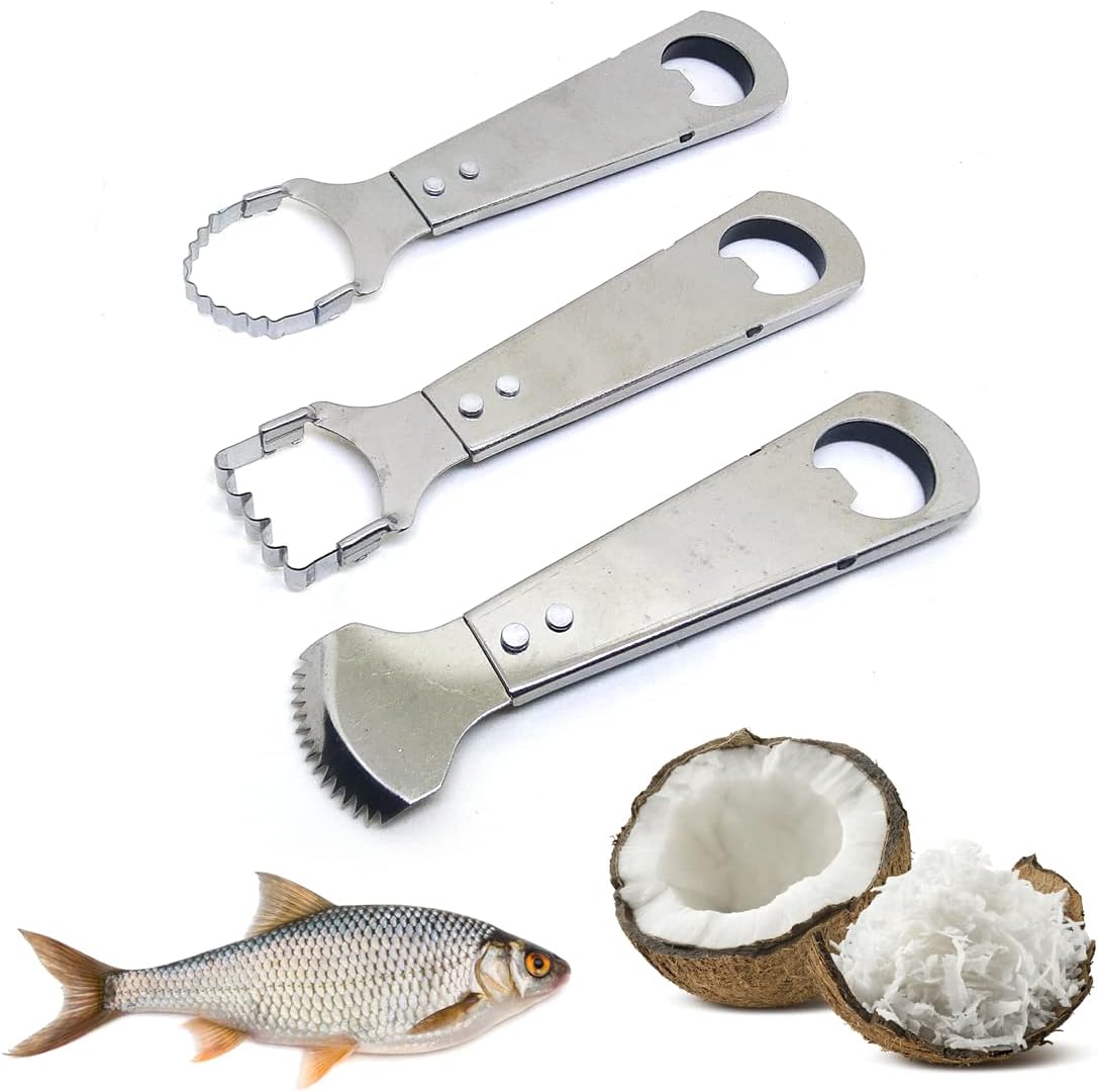 Mooninja Coconut Grater Fish Scaler Remover Cheese Scraper Meat Removal Hand Shredder Blade Manual Machine Stainless Steel Cooking Kitchen Knife Food Grinder Tools S Series (Set 3 Pcs (No.4,5,6)) Mooninja Coconut Grater Fish Scaler Remover Cheese Scraper Meat Removal Hand Shredder Blade Manual Machine Stainless Steel Cooking Kitchen Knife Food Grinder Tools S Series (Set 3 Pcs (No.4,5,6))