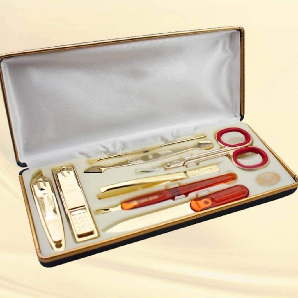Set manicure tagliaunghie, 8/10 pezzi Set manicure in acciaio inossidabile Strumenti for la cura delle unghie Kit tagliaunghie for pedicure con forbice for tagliaunghie mini tagliaunghie (dimensioni :