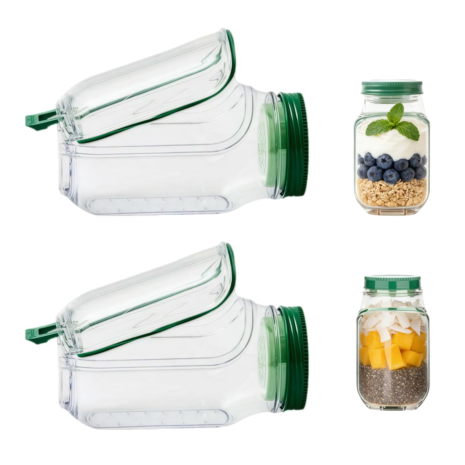 Guiwuiyu 2Pcs Salad Pod, Portable Salad Jar with Side Opening, Vertical Layering Salads Pod Built-In Bowl Design, Salads Jar with Lids for Meal Prep, Fruit, Lunch