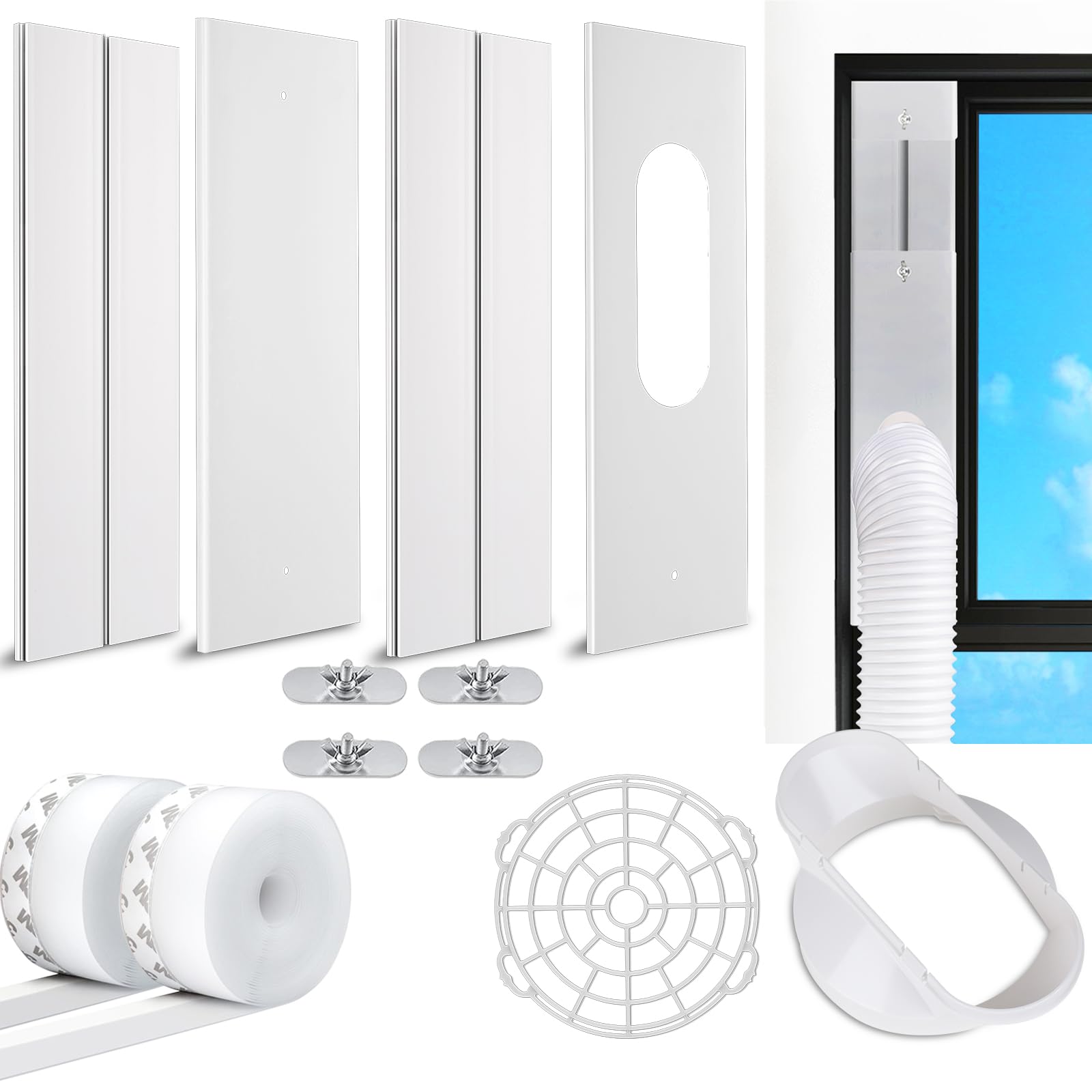 Photo 1 of NWESTUN Portable AC Vent Kit, 2024 Upgrade with 2Pack 3m Window Seal, Adjustable Sliding AC Vent for Exhaust Hose, 5.1" Diameter