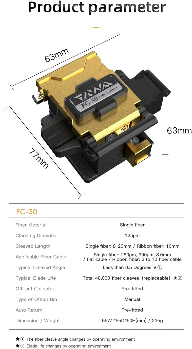 TAWAA FC-30 Optical Fiber Cleaver Fiber Optic Tools High Precision Wire Stripping Machine FTTH Fiber Cutter With 48000 Cleaves clivador fibra óptica