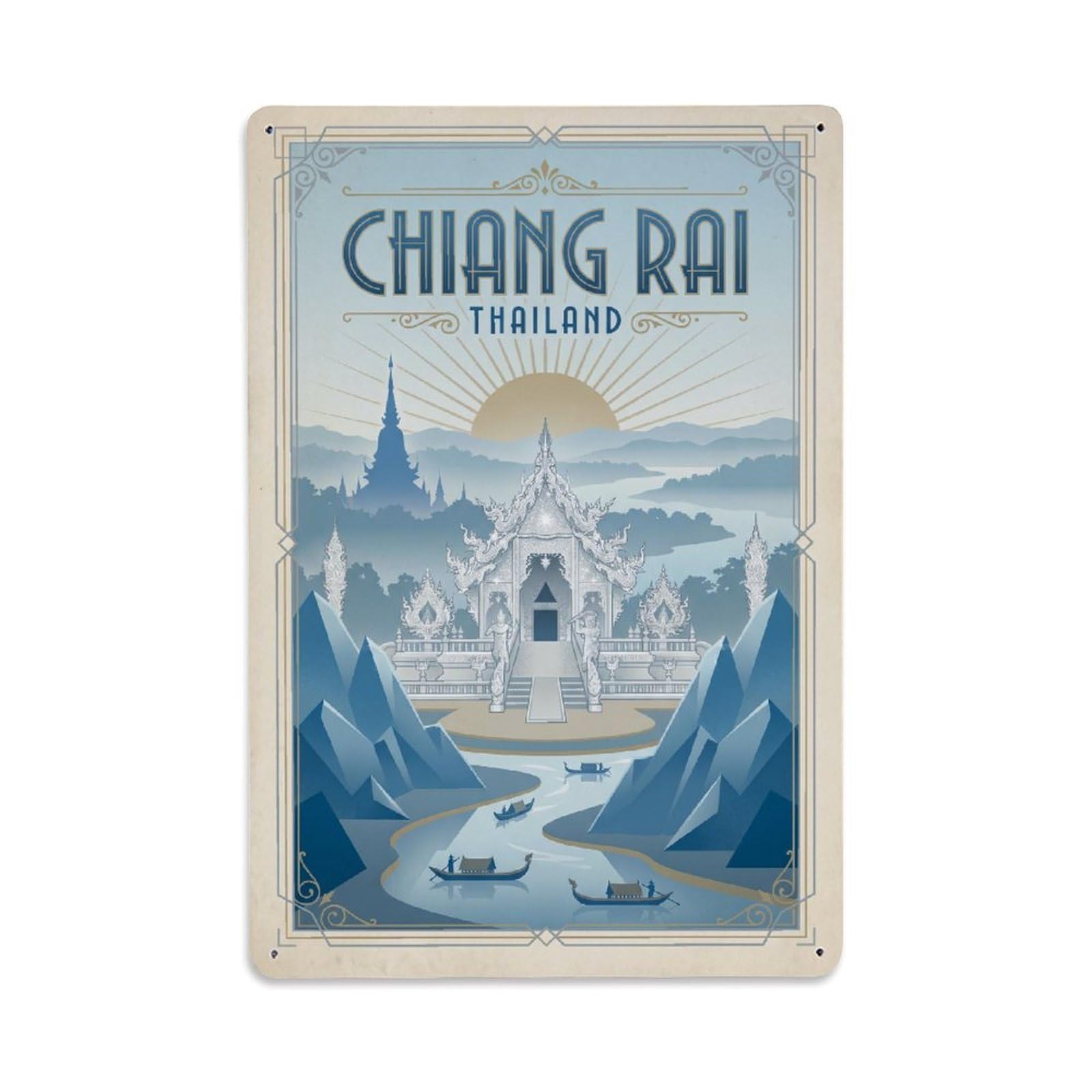 Metal Tin Sign Travel Thailand Chiang Rai Retro