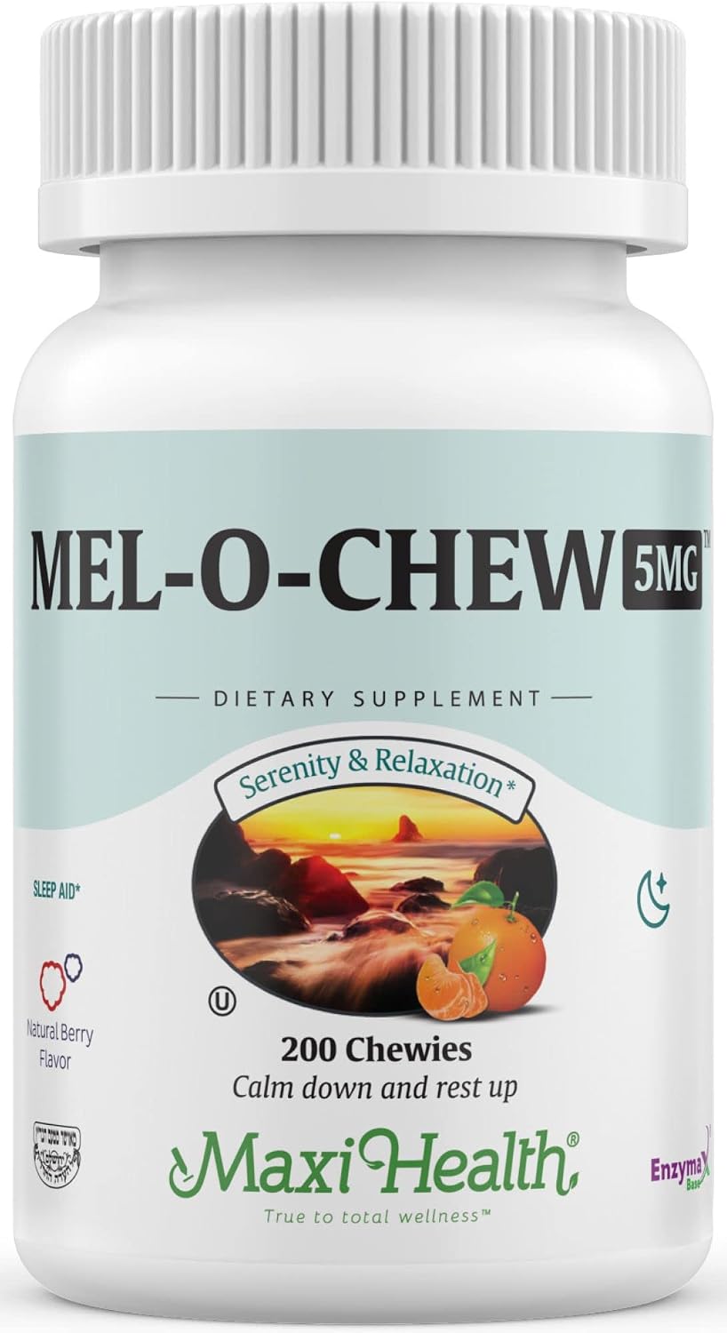 Maxi Health Extra-Strength Mel-O-Chew 5 MG Kosher Chewable Melatonin, Berry Flavor (100 Chews)