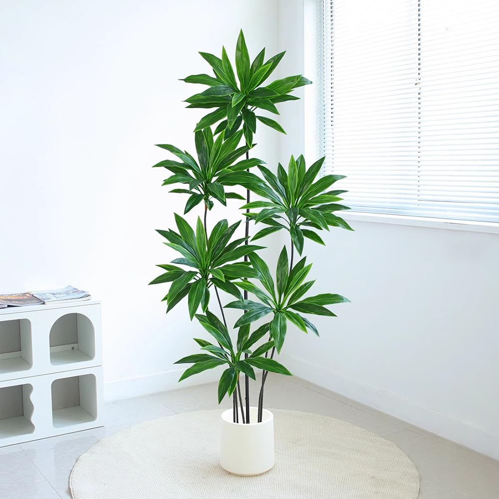 SWENEEN Indoor High-Simulation Artificial Dragon Blood Tree,150/180Cm High,With Flower Pot,Large Imitation Floor Plant,Indoor Potted Imitation Tree,For Home Decoration,D High 150,F High 180cm