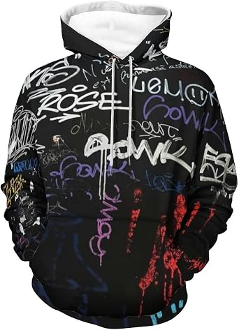 Mens 3D Print Hip-hop Graffiti Graphic Hooded Sweatshirts Cool Hoodies Novelty Pullover