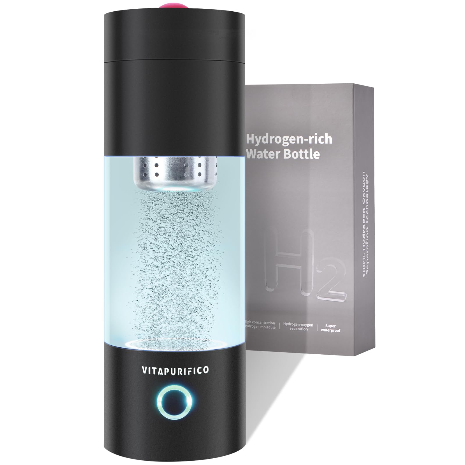 Wasserstoff-Flaschengenerator SPE/PEM-Technologie, bis zu 4000+PPB, Wasserstoffflasche mit Teesieb, große tragbare Batterie für Reisen, Outdoor