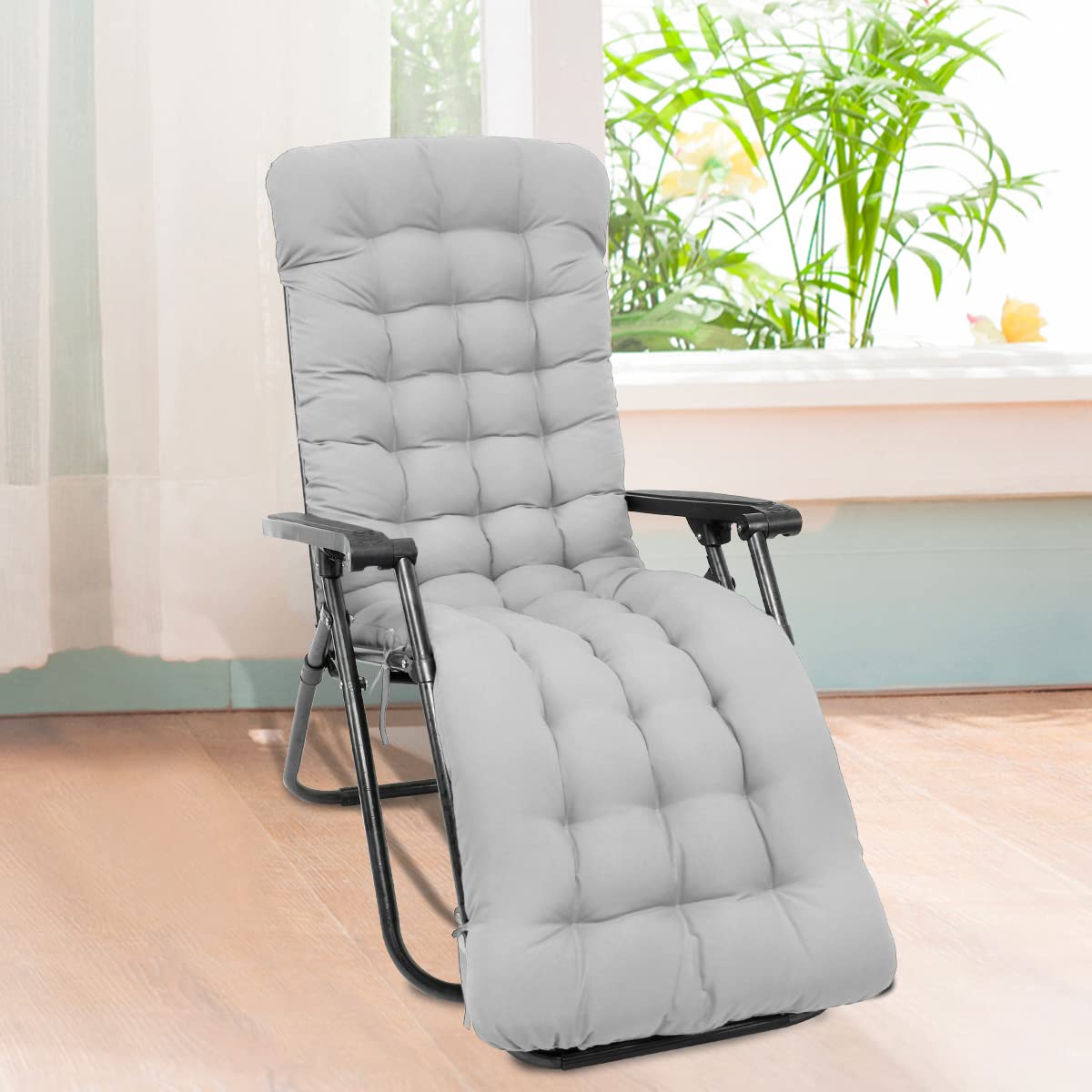 Cojín Acolchado para Tumbona con Reposapiés y Reclinable 170 x 50 cm - para Sillón de Jardín, Patio, Interiores