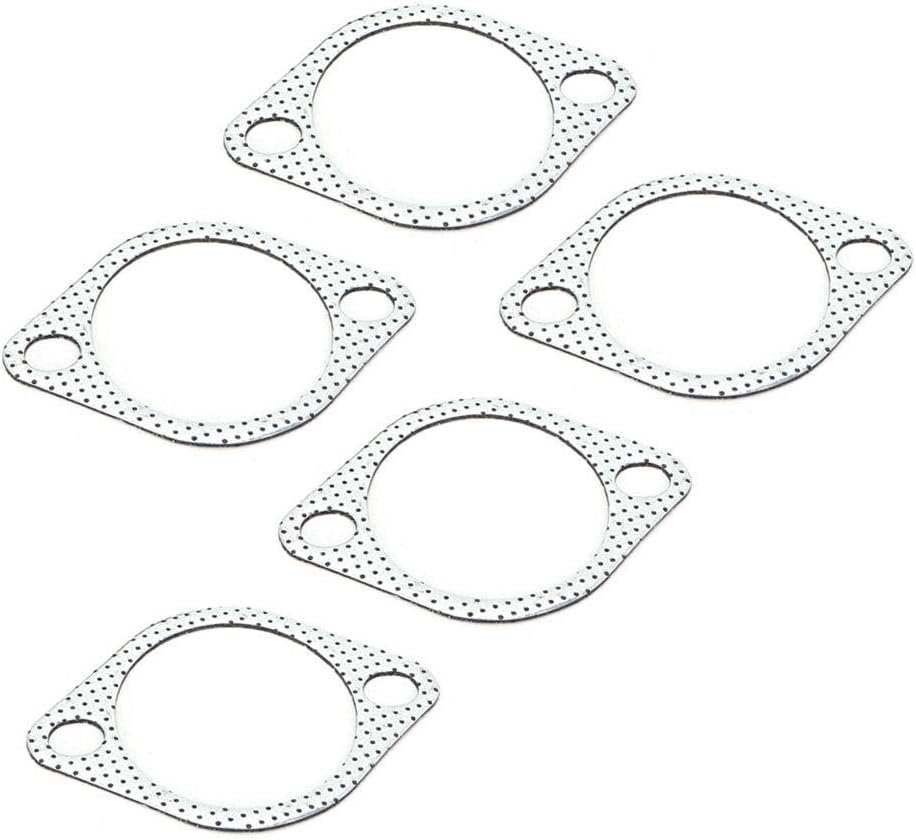 Exhaust Pipe Gasket, Exhaust Flange Gasket, 5Pcs 3" Ceramic Exhaust Pipe Metal Gasket with Reinforced 3inch/76mm Downpipe