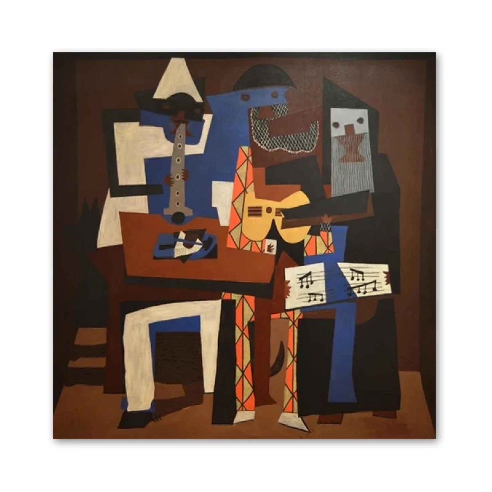 XINBAO Picasso Famoso Dipinto Tre Uomini Musicali Poster e Stampe su Tela Immagini Astratte su Tela per Soggiorno Decorazione Domestica 80x80 cm Senza Cornice