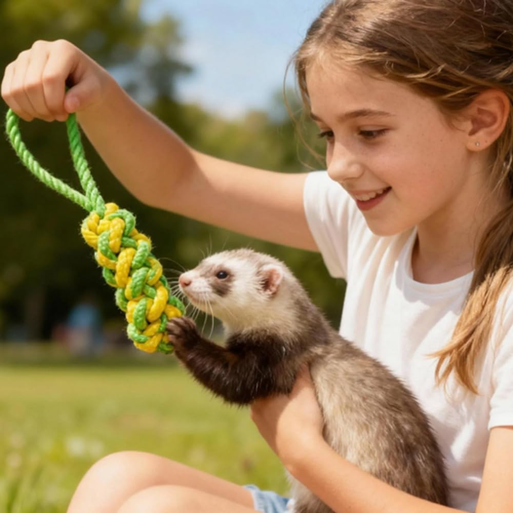 18 Stück Frettchen Quietschendes Anreicherungsspielzeug-Set Gummibälle Frettchen Zähneknirschen Kaubälle Zahnen Hüpfglockenball interaktives Geräuschquietschspielzeug Übung Kratzspielzeug für