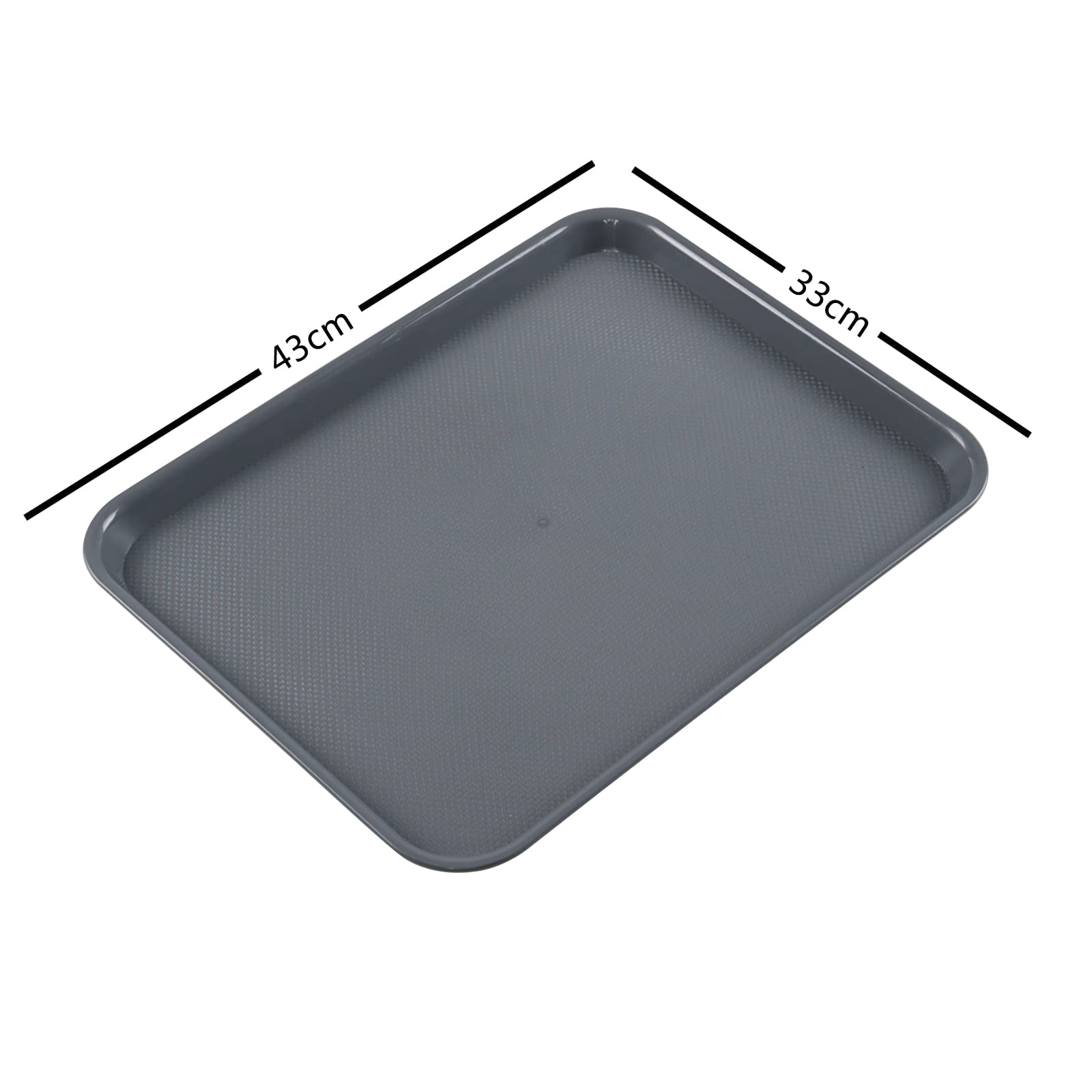6-teiliges Plastik Fast Food Tablett, FoodService Cafe Tablett, Grau