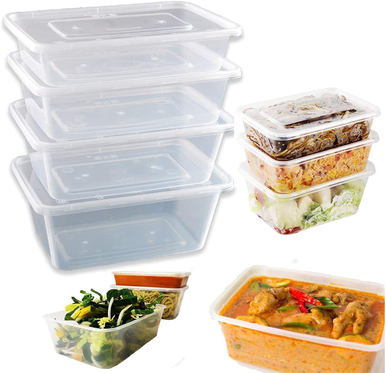 M P 10 X 650ml Plastic Containers with Lids, 10 Pack Food Storage Containers with Lids, Microwave, Freezer & Dishwasher Safe - Ideal for Meal prep & Takeaway Clear Food Container