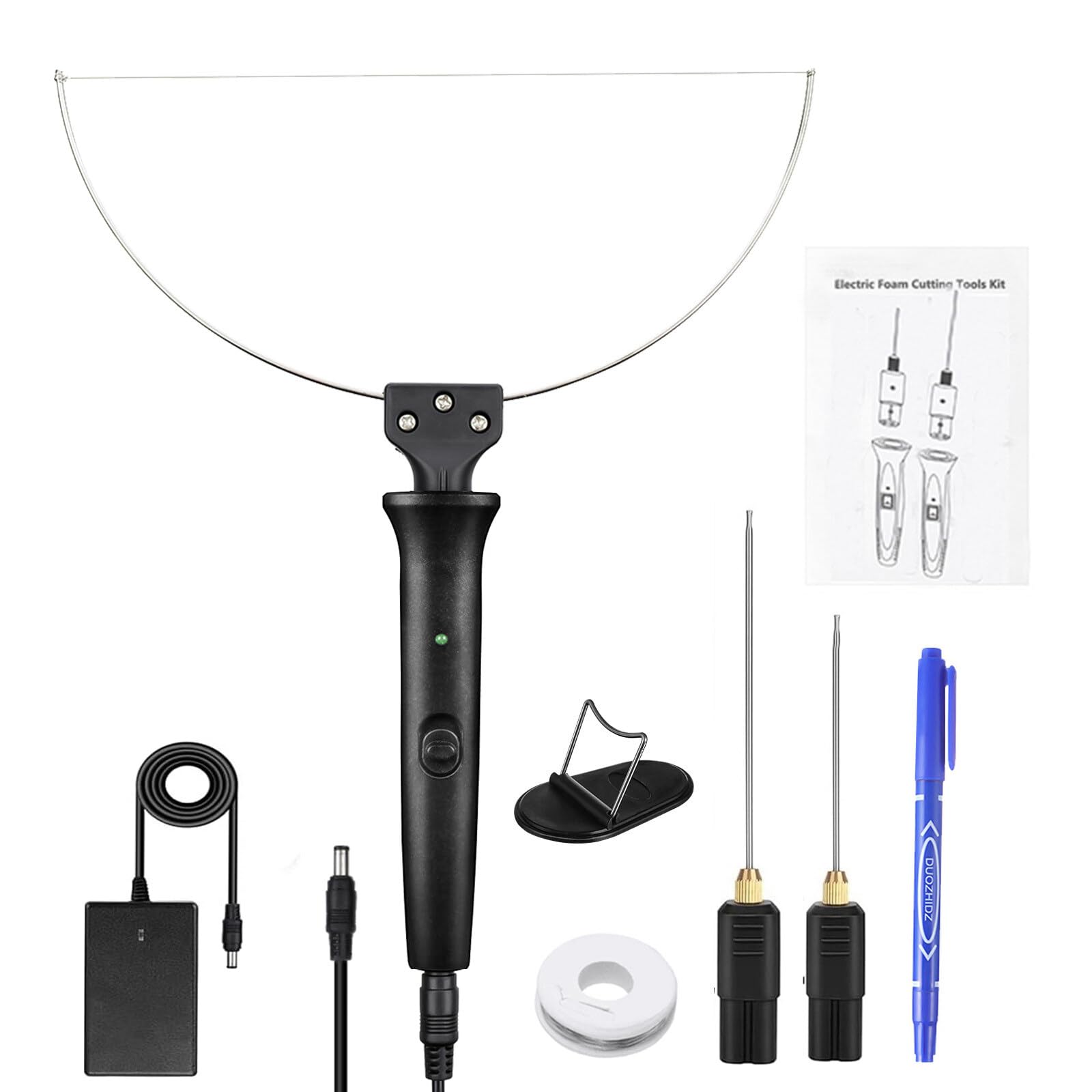 Surakey 3 in 1 Foam Cutter, Electric Cutting Machine Pen Tools Kit, 18W Styrofoam Cutting Pen with Electronic Voltage Transformer Adaptor for Foam Cutting Pen with Heating Wire, Bow Hot Blade, Type 3