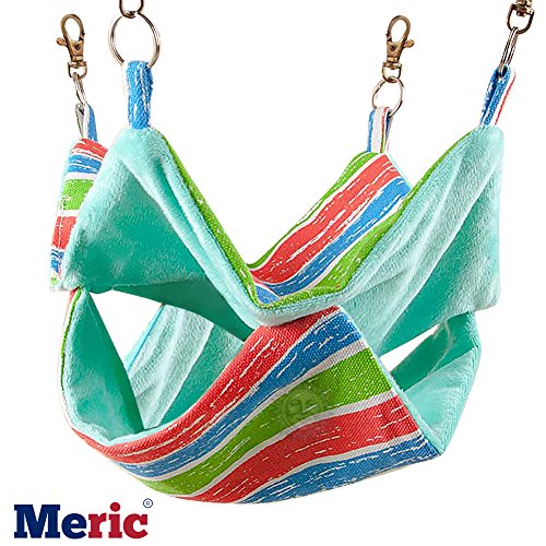 Meric Ferret Hammock, Cotton Sleeping Nest For Small Animals, Pet Cage Swinging Bed And Nap Sack, Warm Cashmere Inner Lining For Winter, Durable Canvas Mat, With Rings And Spring Hooks #TOP1