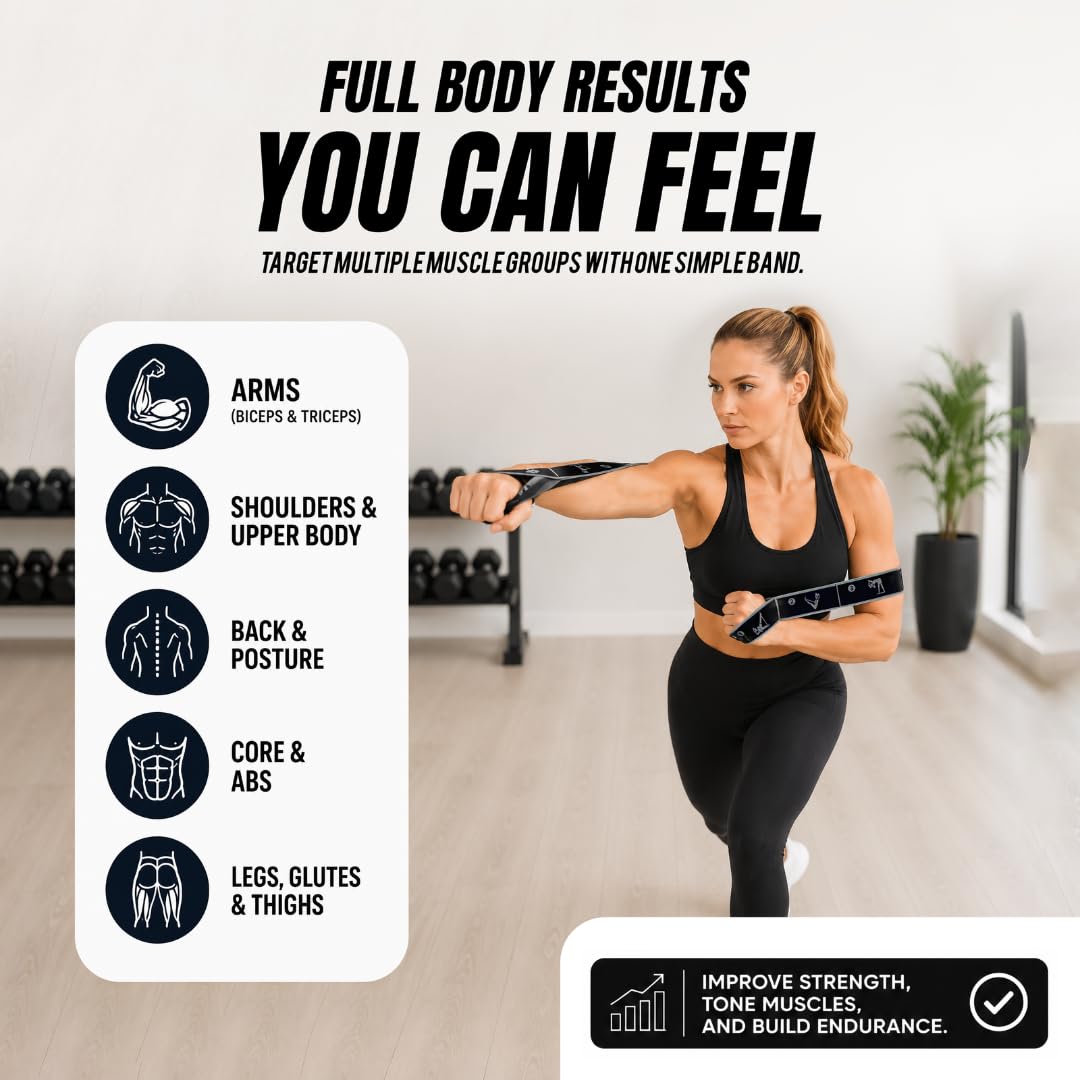 Banda de resistencia de tela para ejercicio y entrenamiento de fuerza con 11 bucles, banda elástica antideslizante para entrenamientos, yoga, pilates y terapia física