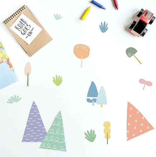Miniatura 4 de Calcomanías de pared para dormitorios de niños, guardería, habitación del bebé, sala de juegos, calcomanías coloridas de árbol, bonito papel tapiz