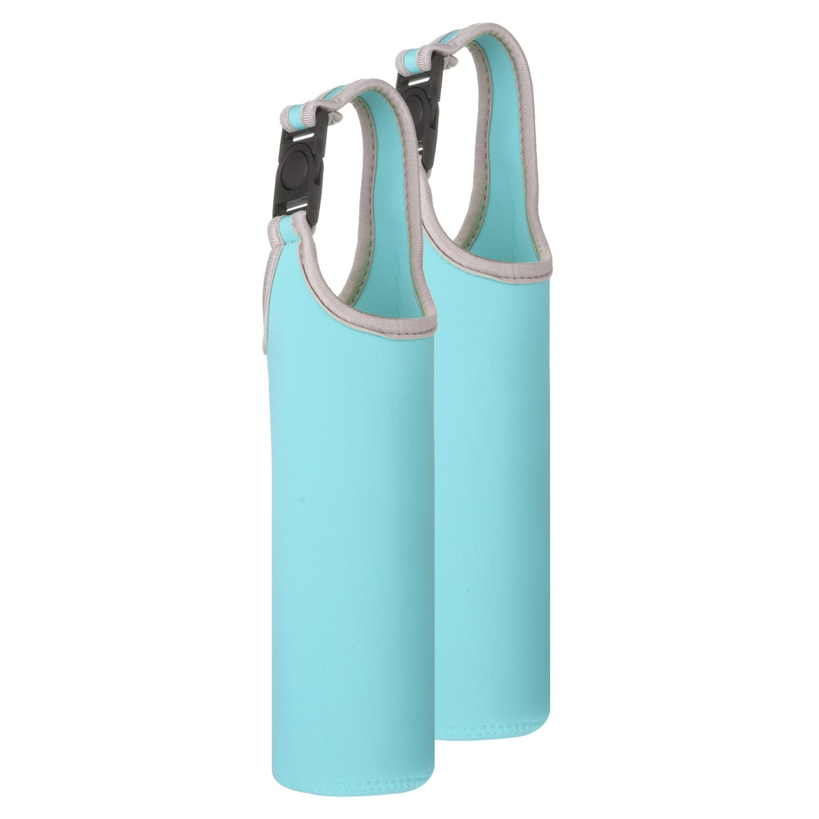 sourcing map 2pcs Neoprene Carrier Water Bottle Sleeve, 15.5-20oz Insulated Water Glass Bottle Carrier Bag Collapsible Drink Bottle Sleeve Cover Holder with Handle, Light Blue