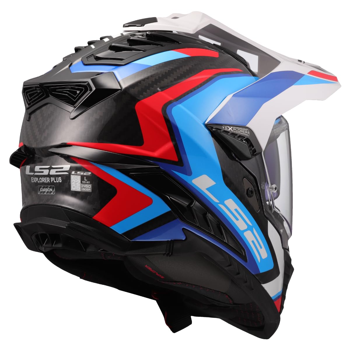 LS2, Casco Moto Cross EXPLORER CARBON FRONTIER II Gloss White Blue, M