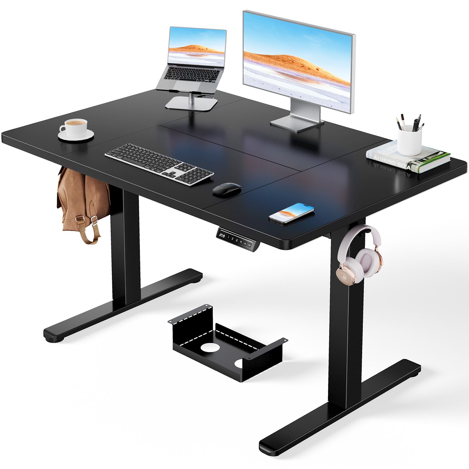 ErGear Electric Standing Desk-120 x 80 cm-100kg Load Capacity Height Adjustable Desk with Advanced Brushless Motor,Quiet Operation, Sturdy Metal Frame,Four-part Tabletop