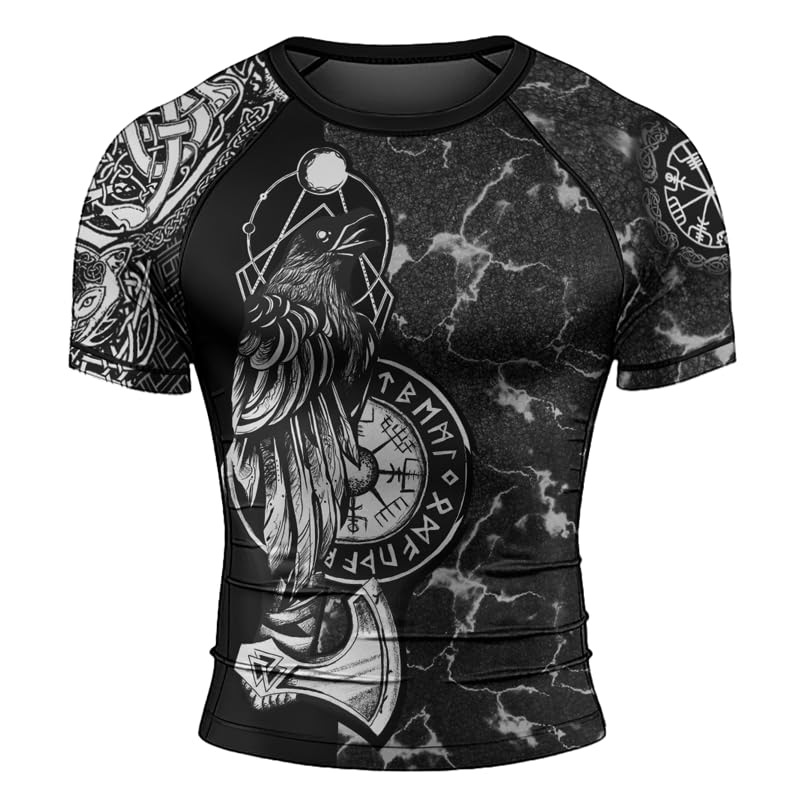 Viking Compression Shirt Men’s Short Sleeve Baselayer Compression Rash Guard for BJJ MMA Jiu Jitsu Training2