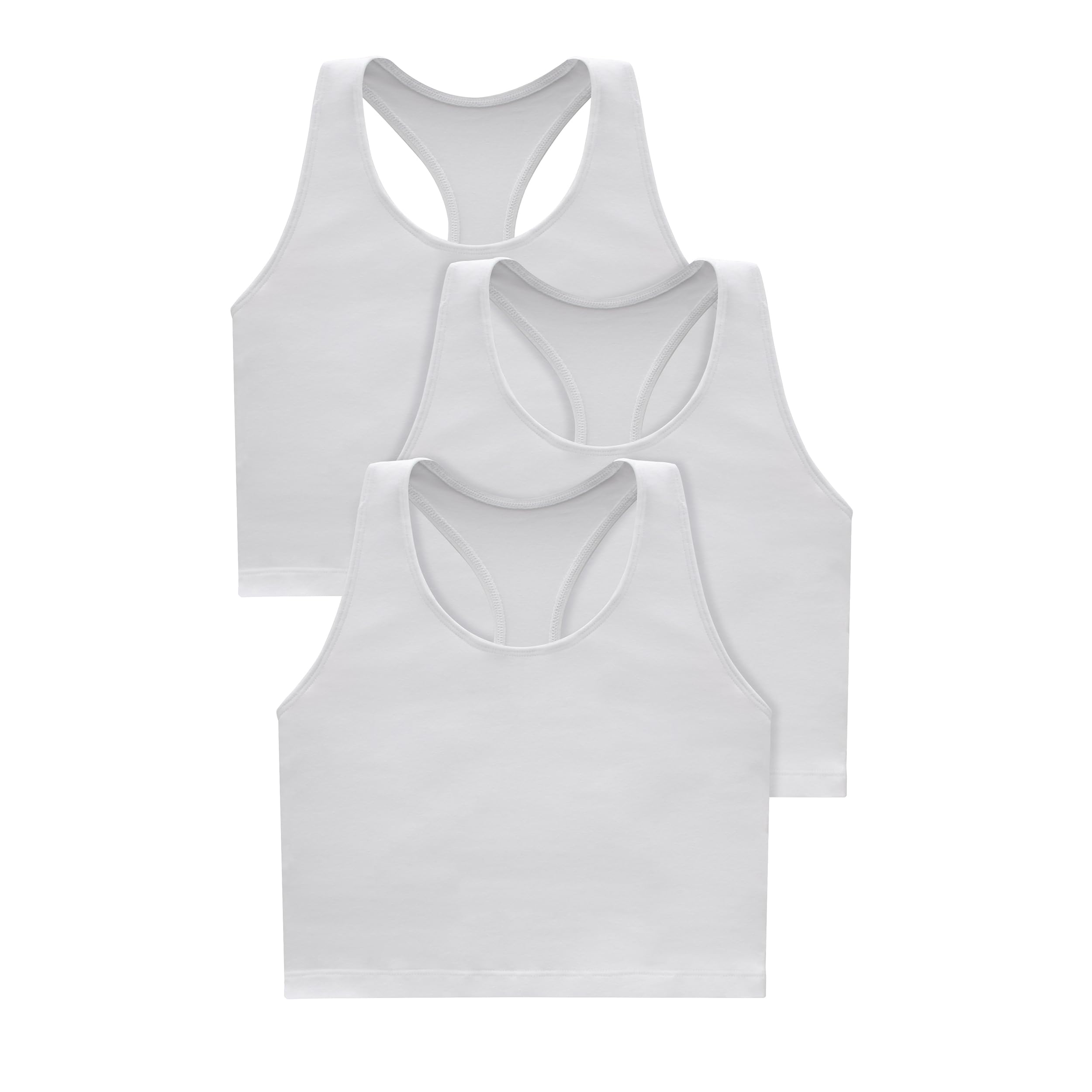 Hanes Light Workout, 3-Pack, Stretch-Cotton Cropped Yoga Tank Tops for Women with Built-in Bra