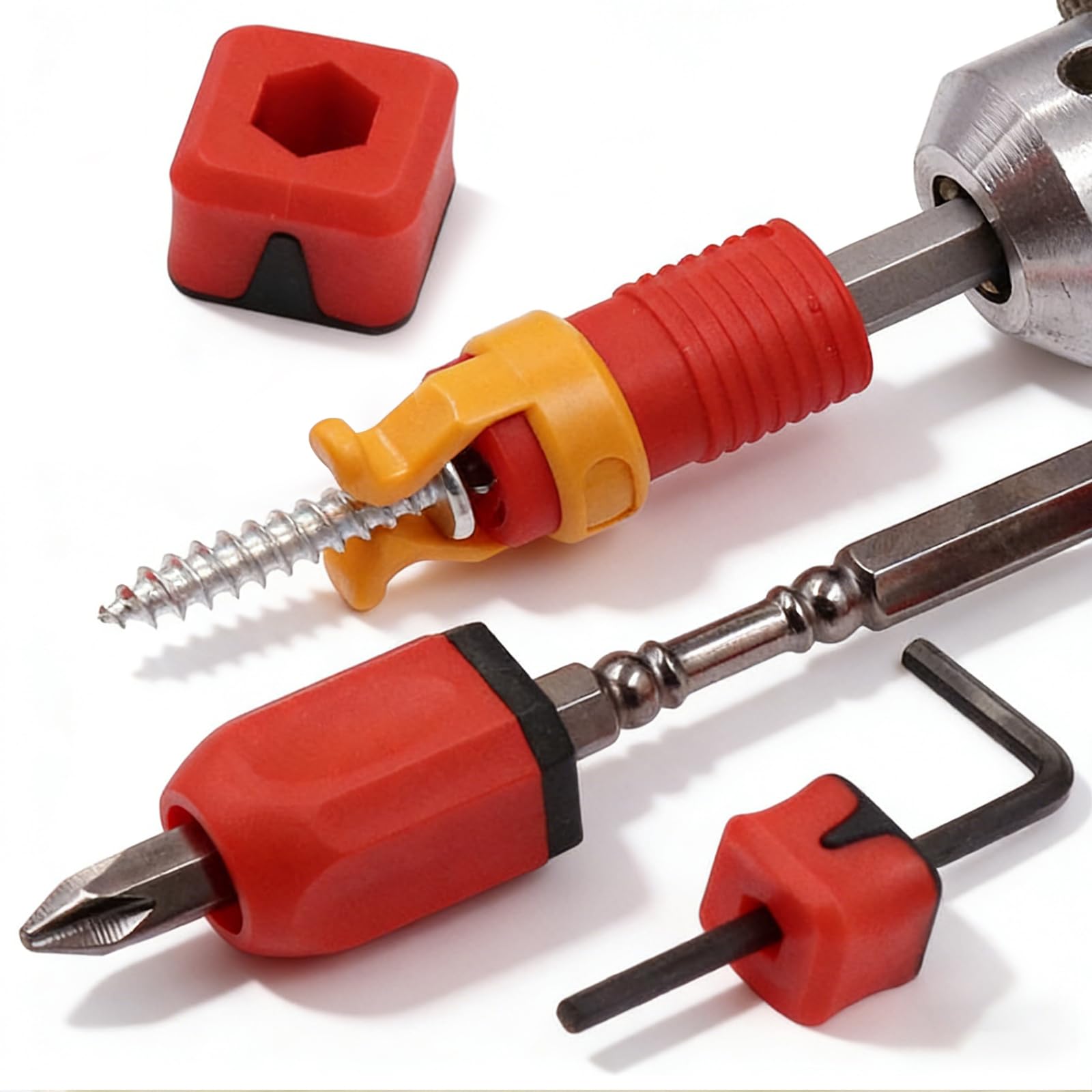 Magnetic Screw Holder Rings (4-Pack), 1/4 Inch Bit Magnetizer Tool for Electric Drills & Handheld Screwdrivers