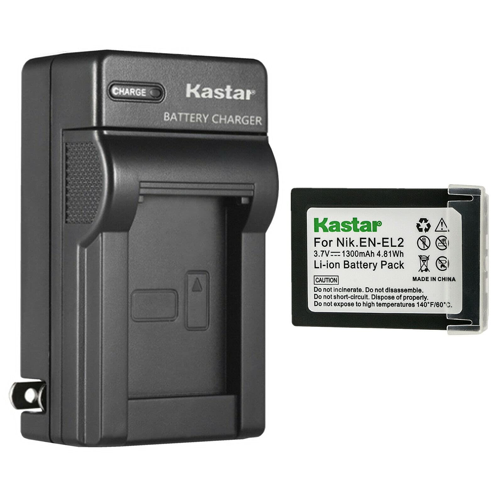 Kastar 1-Pack Battery and AC Wall Charger Replacement for Nikon EN-EL2 ENEL2 EL2 Battery, Nikon MH-60 Charger, Nikon Coolpix 2500, Nikon Coolpix 3500, Nikon Coolpix SQ500 Digital Cameras