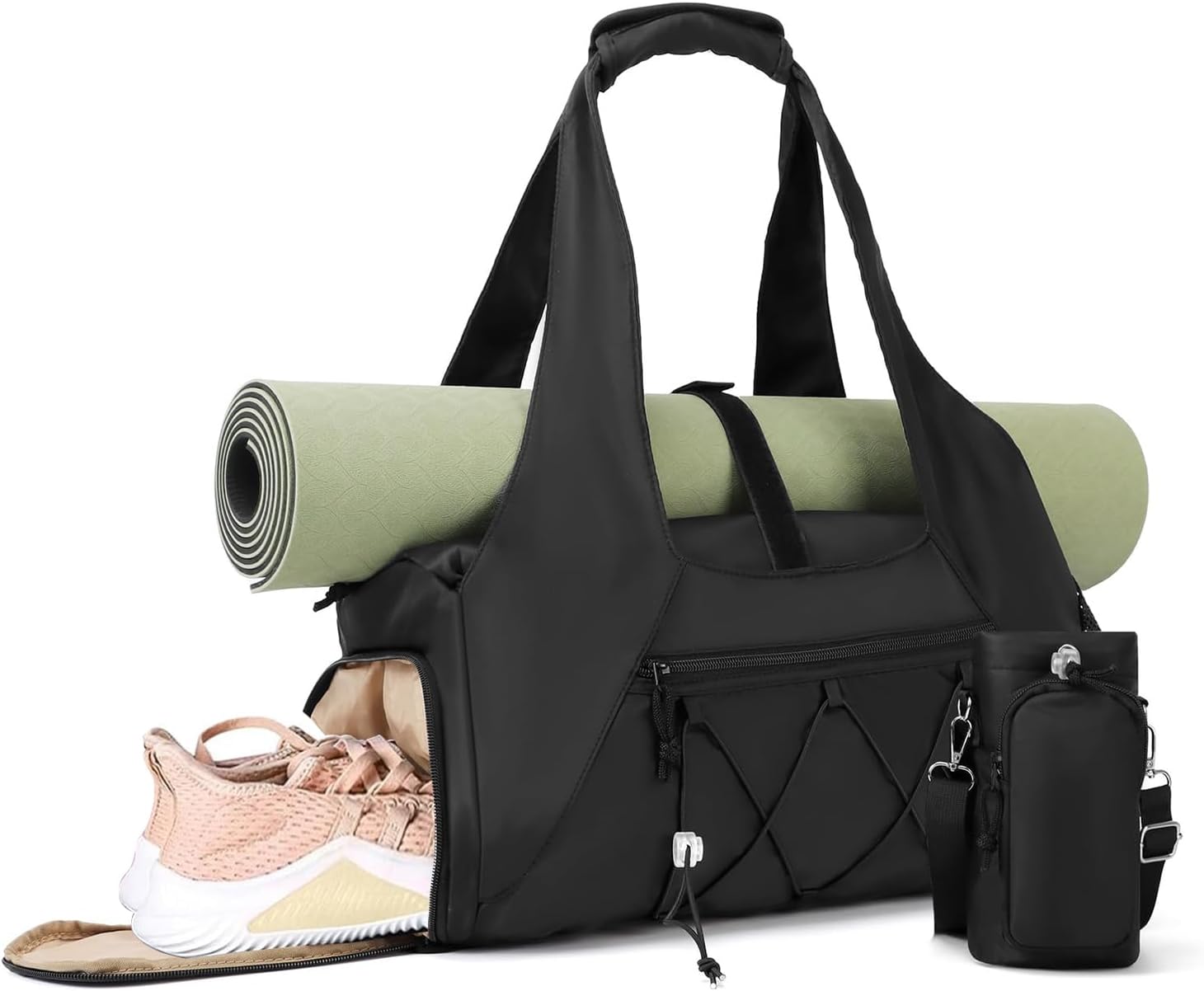 Angju Gym Bag for Women, Lightweight Duffel with Shoe Compartment and Wet Pocket, Sport Yoga Gym Bag with Yoga Strap, Workout Yoga Tote