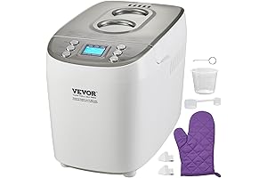 VEVOR Bread Maker Machine 3lb White, 15-in-1 Dough Automatic Breadmaker