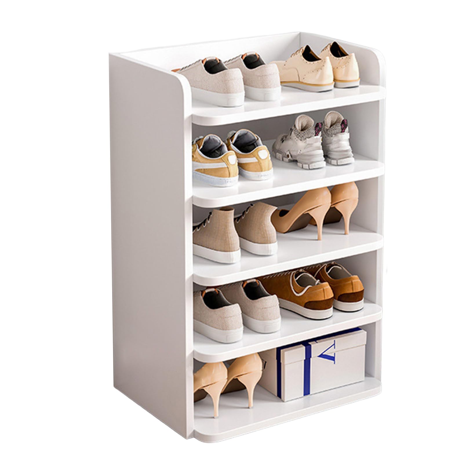 Iondelce White 5-Tier Shoe Rack Organizer,Minimalistic Narrow Shoes Organizer Home Furniture For Entryway, Closet, Bedroom,42 X 26 X 72 Cm