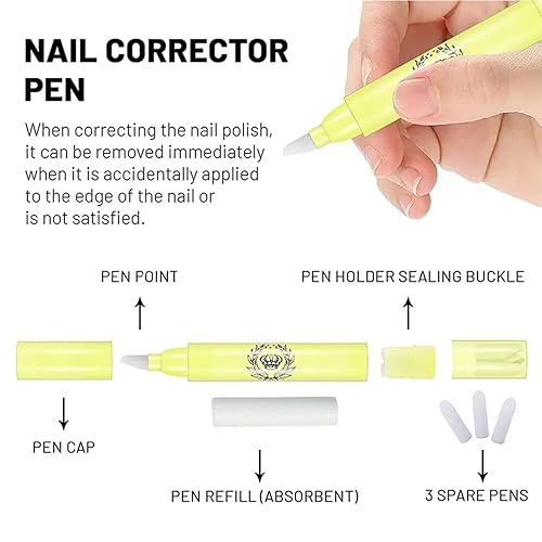 Miniatura 2 de 3 bolígrafos corrector de esmalte de uñas, bolígrafo de limpieza de bordes de cutículas, corrector de esmalte de uñas, removedor de maquillaje para