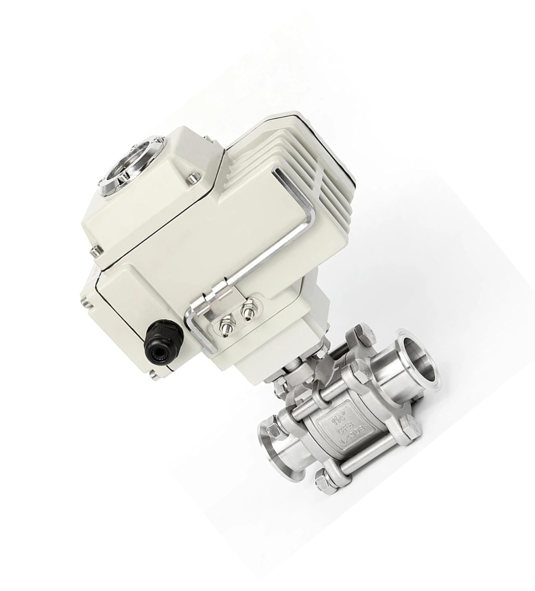 DN20 2 Way Motorized Ball Valve Stainless Steel Electric Valve Q911F-16P with Tri Clamp Ferrule, 1PCS(220vac)