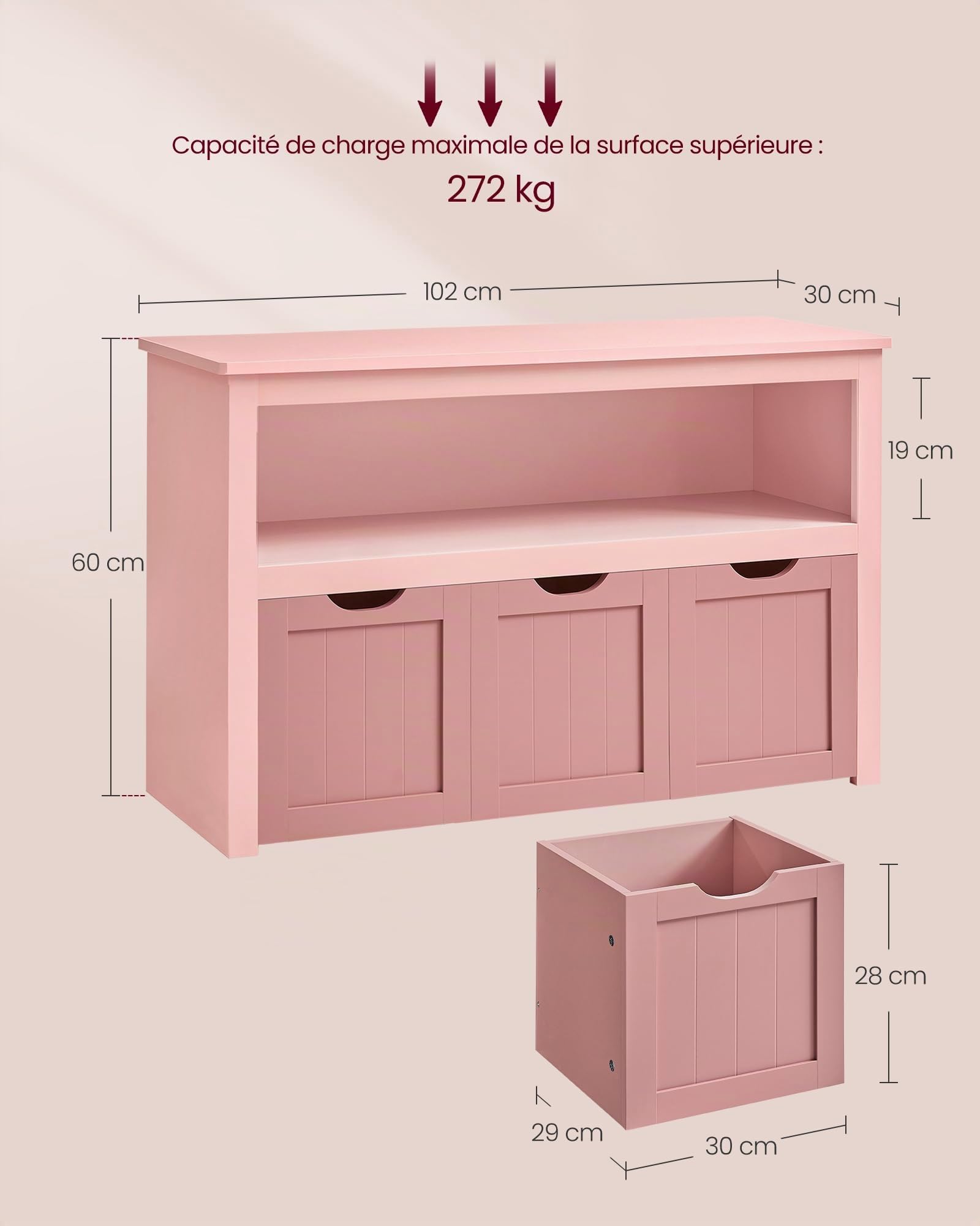 VASAGLE Étagère pour Enfants, Rangement de Jouets pour Enfants, Armoire de Rangement, Armoire à Jouets, boîte de Rangement avec roulettes, étagère à Jouets, pour Chambre d'enfant, 30 x 102 x 60 cm