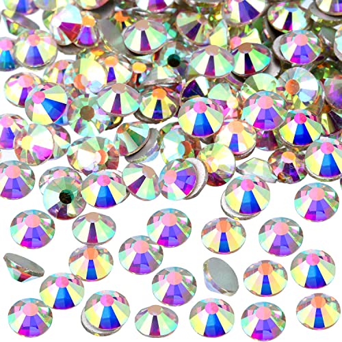 1440 Pack Crystal Flat Back Rhinestone Round Diamante Gems, Non-Self-Adhesive (Crystal Ab, 5 Mm) #TOP23